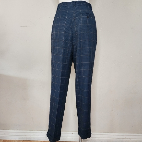 Vintage 80's IZOD Wool Blend Tartan Plaid Pleated & Cuffed Trouser Pants Size 10 - Picture 12 of 15